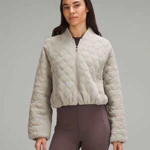 Lululemon quilted bomber jacket river stone size 8